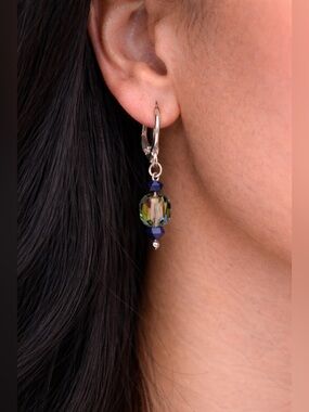 Silver and Blue Crystal Earrings